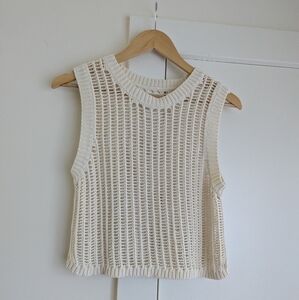 Offline By Aerie Cream Crochet Sweater Tank Top